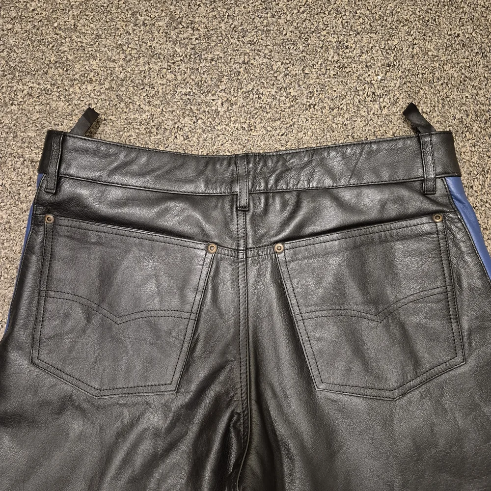Black and Blue Leather Pants - Picture 9 of 16